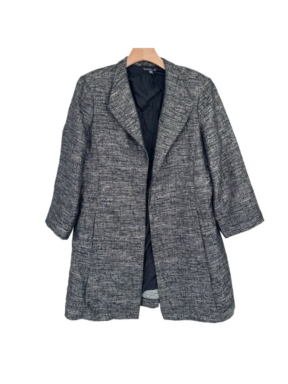 Eileen Fisher Faceted Organic Cotton Blend open Jacquard Coat jacket size medium